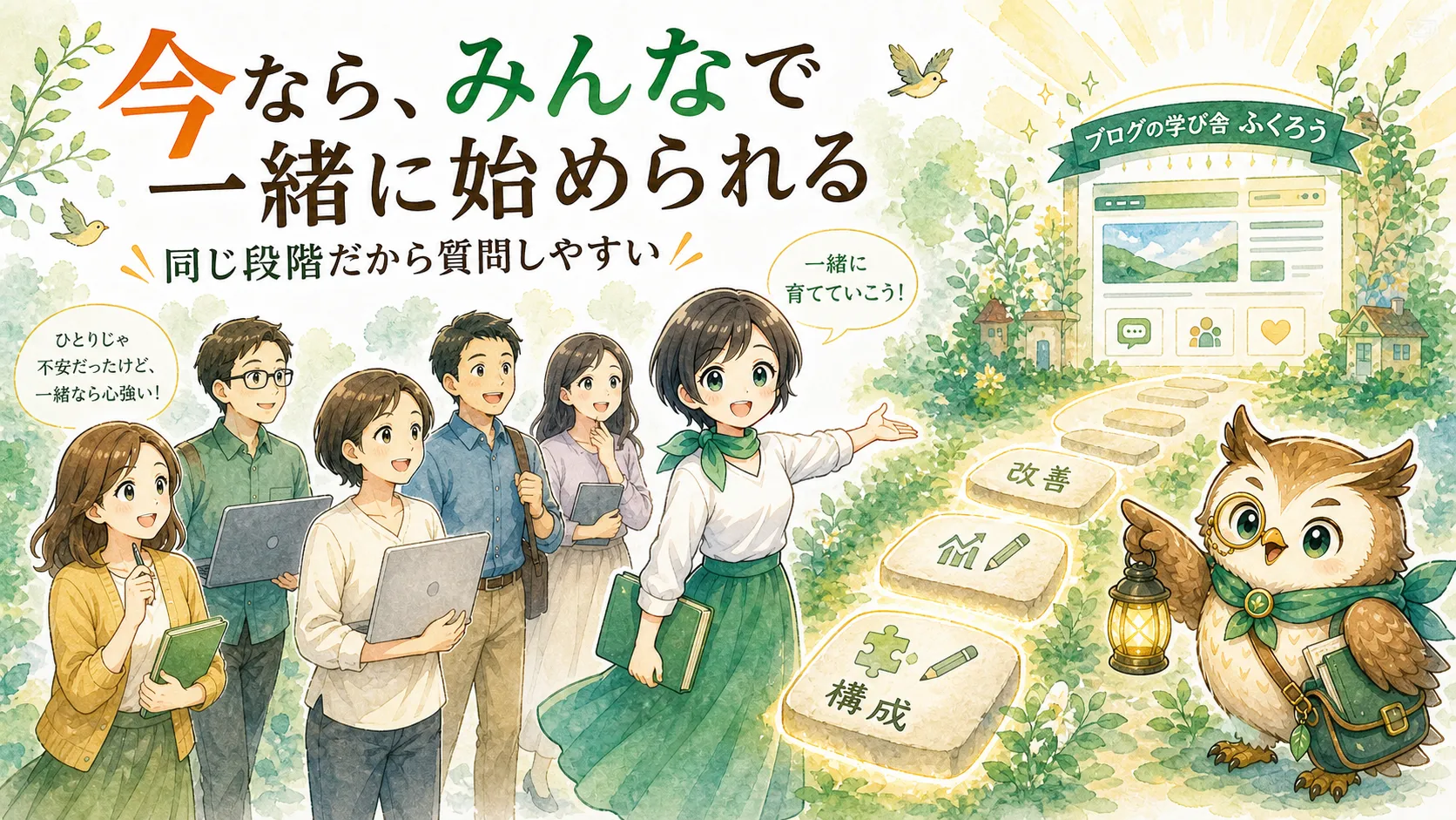 リニューアルしたカリキュラムを同じ段階の仲間と始めるイメージ